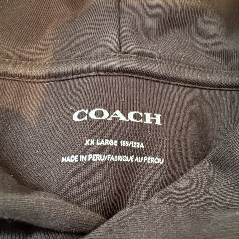 Coach Hoodie Pullover Men's Black Signature Tape Organic Blend‎ C5231 Size 2XL - Picture 3 of 6